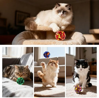 24Pcs Crinkle Cat Toy Balls, 2.47'' Interactive Crinkle Balls, Mylar Balls Cat Toy, Colorful Paper Ball Toys for Indoor Cats Kittens to Chew, Chase, Swat, Bite, Helps Kill Time and Keep Active - Image 7
