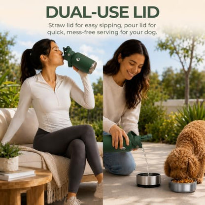 32 oz. Dog Water Bottle, Insulated Dog Travel Water Bottle, Stainless Steel Pet Water Bottle Dispenser Portable Food and Water Bowl for Dogs for Walking Dog Canteen Travel Kit - Image 6