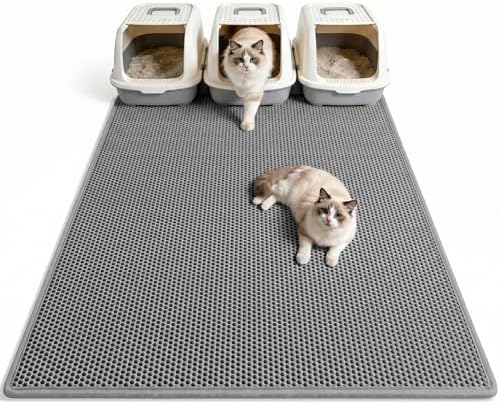 Pieviev Cat Litter Box Mat, Double-Layer Urineproof Design, 47" x 36" Gray by Pieviev