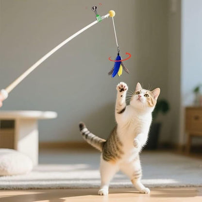 10 Pieces Cat Feather Toy Refills,Cat Wand Replacement Feathers Toys with Clip & Removable Bell,Wand Attachment Feather Toys for Indoor Cats (10 Pcs Feathers)