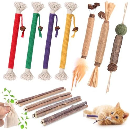 Kyouki Cat Toys Cat Chew Toys, Silvervine Sticks Catnip Rope Toys for Cats Teeth Cleaning, Kitten Dental Care, Kitty for Indoor Cats Increase Appetite,Enhances Oral & Dental Health (20 Pack) by Unknown
