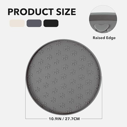 Dog Food Mat for Food and Water, Waterproof Pet Food Mat with Edges, Nonslip Dog Feeding Mat for Protecting Floors (1Pack Grey)