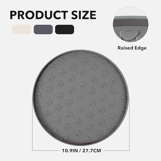 Dog Food Mat for Food and Water, Waterproof Pet Food Mat with Edges, Nonslip Dog Feeding Mat for Protecting Floors (1Pack Grey)