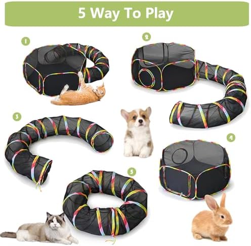 Outdoor Cat Enclosures, Cat Playground Portable Catio Mesh Tent, Outside Circle Playpen Tunnel for Kitty, Rabbit, Puppy and Small Animals - Image 6