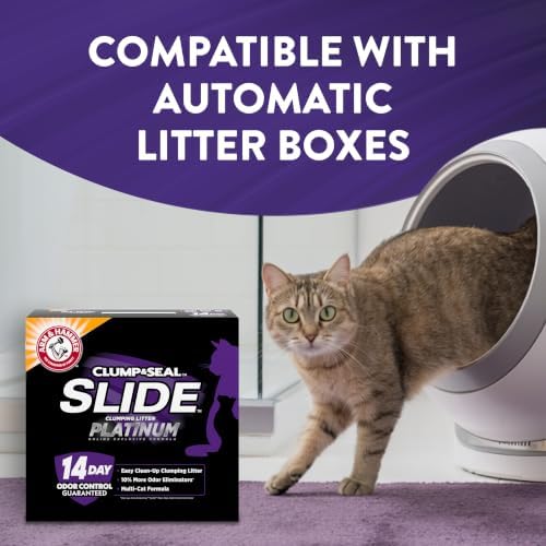 ARM & HAMMER Slide Platinum Easy Clean-Up Clumping Cat Litter, 24/7 Odor Control with Triple-Action Freshness, Non-Stick, Low Tracking & Multi-Cat Formula, Scented, 18 Lbs (Pack of 2) - Image 4