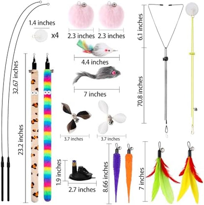 Soarer 4in1 Interactive Cat Wand Toys with Suction Cup for Indoor Cat,12Pcs - Image 5