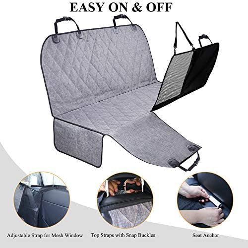 VIVAGLORY Dog Seat Cover Dog Hammock, Standard, Heather Black - Image 5