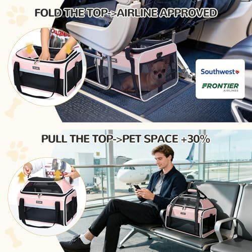 Lekereise Top-Expandable Pet Carrier 18x13x9.5 Inch Southwest Frontier Airline Approved Soft Sided Underseat to 15lbs Travel Carriers for Small Cats Dogs with Locking Safety Zippers Anti-Scratch Mesh - Image 5