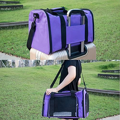 Soft Sided Carrier for Small Medium Cats Dogs,TSA Airline Approved Collapsible Travel Pet Carrier Medium Purple - Image 6