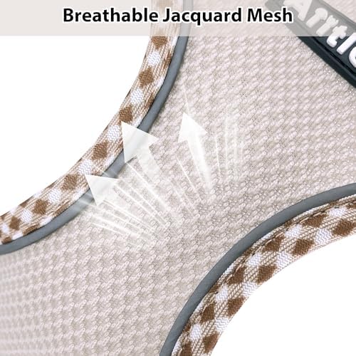 AIITLE Breathable Dog Harness Small Sized and Leash Set, Brown-Beige XXXS - Image 4