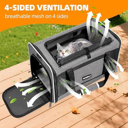 Cat Carrier Soft-Sided Travel Bag for Medium to Large Cat Over 15lbs - Image 3