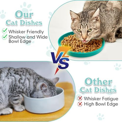 Silicone Cat Food Bowls Shallow Cat Dishes 5.9in Wide Pet Plates Set of 2 Small Flat Dog Saucer Bowl Cute Whisker Fatigue Kitten Feeding Dish for Dry & Wet Food (Round Grey) - Image 4