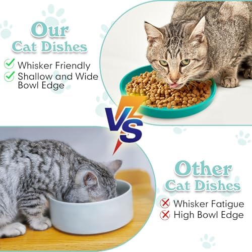 Silicone Dog Bowl Shallow Cat Food Bowls 7" Wide Puppy Plates Whisker Fatigue Pet Feeding Dishes Set of 2 for Dry Food and Wet Food Indoor (Round Yellow) - Image 5
