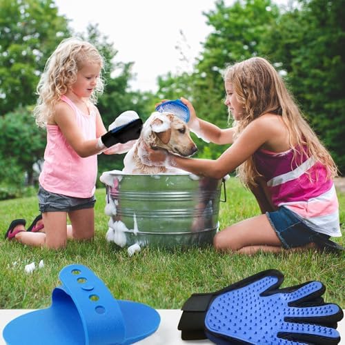 Pet Grooming Set with Dog Washing Gloves for Bathing, Dog Bath Brush and Silicone Dog Toothbrush, Pet Grooming Gloves for Dogs, Cats and Horses with 185 Silicone Tips - Image 6
