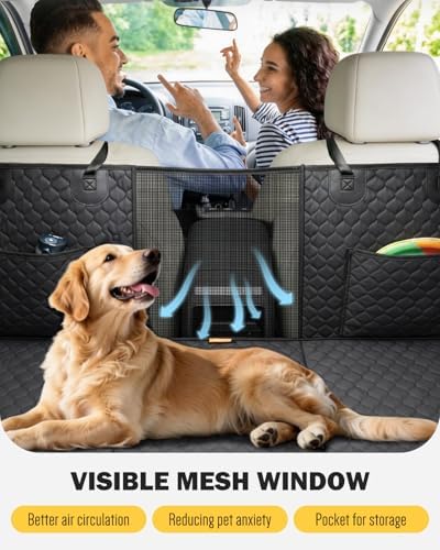 Dog Seat Cover for Back Seat, PU Dog Car Seat Cover Holds 420 lbs, Material Waterproof, Anti Scratch, Easy to Use and Clean, Hard Bottom Back Seat Extender for Dogs, Comfortable Car, SUV, Truck - Image 2