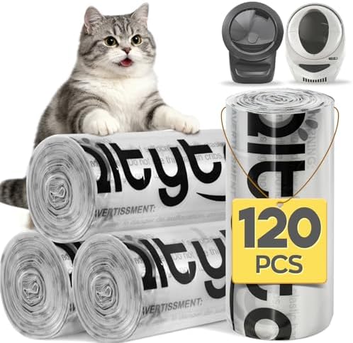 120 Pack Cat litter Bags Fits Litter Box Robot 5/4/3 Waste Bags by Qltytoy