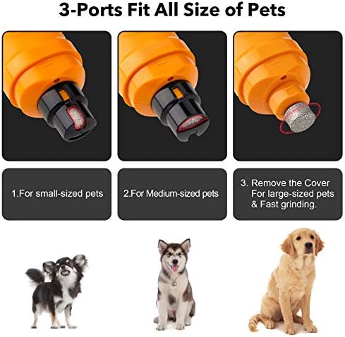 Casfuy Dog Nail Grinder with 2 LED Light - New Version 2-Speed Powerful Electric Pet Nail Trimmer Professional Quiet Painless Paws Grooming & Smoothing for Small Medium Large Dogs and Cats (Orange) - Image 6