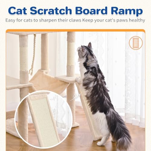 ABCPET 63" Multi-Level Cat Tree Tower for Indoor Cats, Beige - Image 6