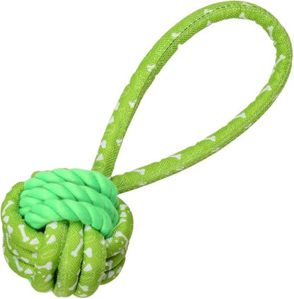 Tug of War Dog Toy with Ball - Dog Rope Ball Toy for Boredom and Stimulating Teeth Cleaning Gum Massage, Ball on Rope Puppy Interactive Toy, Green