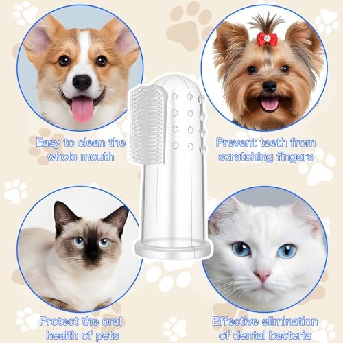 10 Pieces Dog Finger Tooth Brushing Kit, Finger Toothbrush for Cat Dogs Puppy Kitten Fingers Toothbrushs with Silicone Bristles Cat Teeth Cleaning Brush Pet Dental Care & Teeth Cleaning for All Pets - Image 7