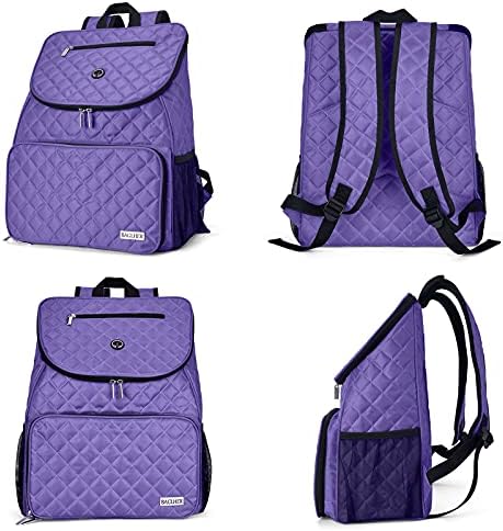 BAGLHER Dog Travel Bag Airline Approved Pet Supplies Backpack, Dog Travel Backpack with 2 Silicone Collapsible Bowls and 2 Food Baskets Purple - Image 2