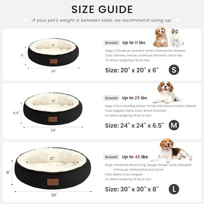 Love's cabin Round Donut Cat and Dog Cushion Bed, 20in Pet Bed for Cats or Small Dogs, Anti-Slip & Water-Resistant Bottom, Super Soft Durable Fabric Pet beds, Washable Luxury Bed Black Stripe - Image 3