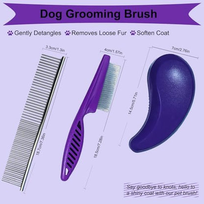 3 PCS Puppy Brush Grooming Kit (Dark Purple) - Image 2