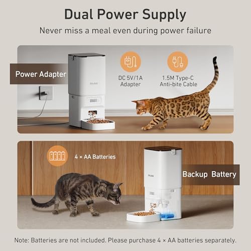 Automatic Cat Feeder - 7L/29 Cups Cat Food Dispenser with Desiccant Bag, 1–6 Meals, Ideal for 2–15mm Dry Food, Auto Pet Feeder with Dual Power Supply, Automatic Dog Feeder for Small Medium Breed - Image 5