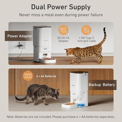 Automatic Cat Feeder - 7L/29 Cups Cat Food Dispenser with Desiccant Bag, 1–6 Meals, Ideal for 2–15mm Dry Food, Auto Pet Feeder with Dual Power Supply, Automatic Dog Feeder for Small Medium Breed - Image 5