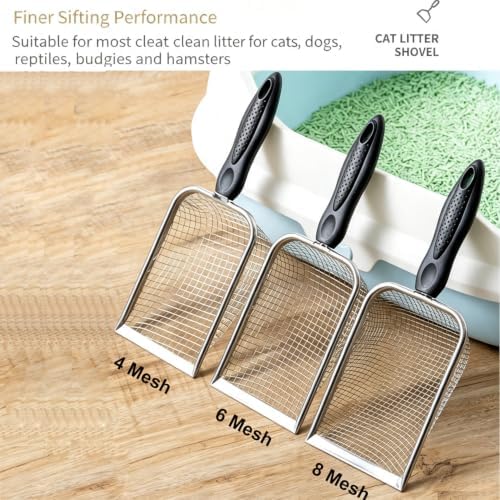 3PCS Cat Litter Scoop, Mesh Kitty Litter Scooper (2.8/3.8/5mm Mesh) - Image 2