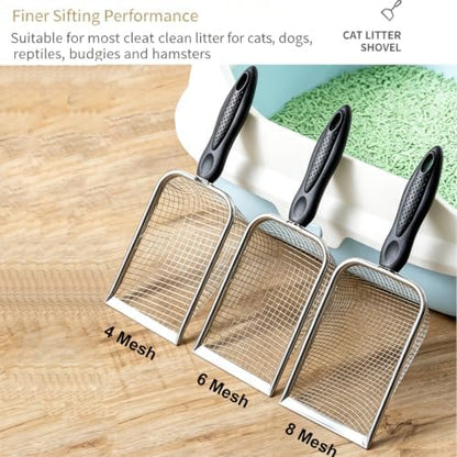 3PCS Cat Litter Scoop, Mesh Kitty Litter Scooper (2.8/3.8/5mm Mesh) - Image 2