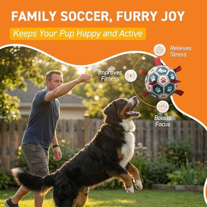 QDAN Large Outdoor Dog Toy, Soccer Ball with Straps, Durable Giant Dog Ball - Image 2