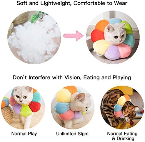 Cat Small Dog Recovery Collar, Cute Neck Cone After Surgery, Adjustable Pet E Collar, Wound Healing Protective Cone Surgery Recovery Elizabethan Collars for Small Pet (M(within 9.5lb), Colorful) - Image 5