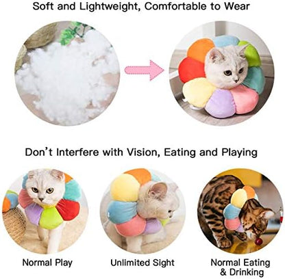 Cat Small Dog Recovery Collar, Cute Neck Cone After Surgery, Adjustable Pet E Collar, Wound Healing Protective Cone Surgery Recovery Elizabethan Collars for Small Pet (M(within 9.5lb), Colorful) - Image 5