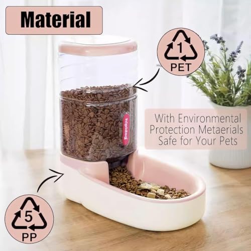 kathson Gravity Dog Food Dispenser Automatic Cat Feeding Food Station 1 Gallon Large Capacity Puppy Food Bowl for Small and Medium Dogs Cats Pink - Image 4