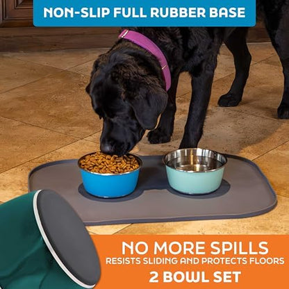 Master Pet Supply Stainless Steel Dog Bowls Set of 2 - Emerald Sea - 32 Oz - Image 4