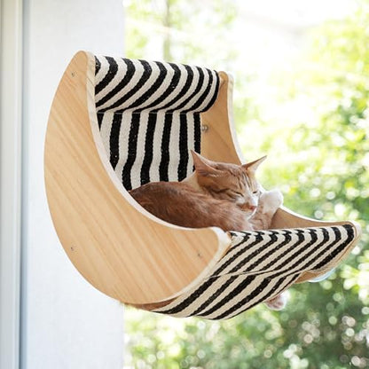 HAPYKITYS Cat Window Perch, Plywood Moon Bed with 4 Heavy-Duty Suction Cups by HAPYKITYS