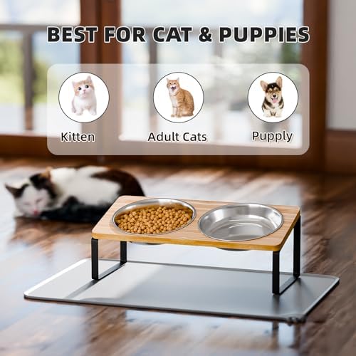 Elevated Whisker Friendly Cat Bowls, 15 Tilted Stand Anti Vomiting Raised Dishes for Food and Water, Stainless Steel Bowls for Cats and Puppy - Image 6