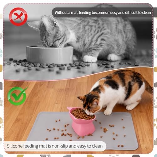 Elevated Cat Bowls 15° Raised Cat Bowl with Silicone Mat Multicolor - Image 6