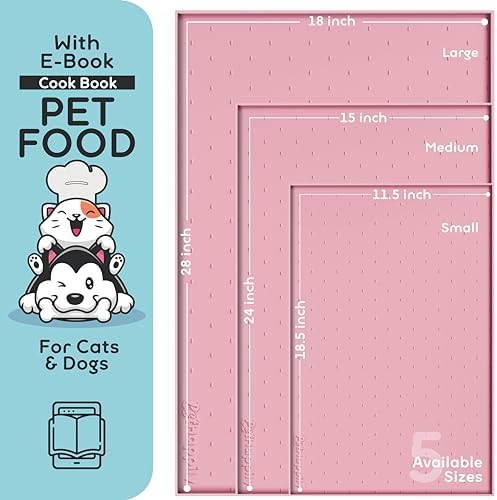 Dog Food Mat - Raised Edges Dogs Mat for Food and Water Prevent Spill, Waterproof Cat Food Mats Protect Floors, Easy Clean Dog Bowl Mats for Food and Water, Silicone Pet Food Tray - Image 2