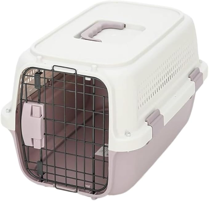 Cat and Dog Bags Pet Air Box with Skylight Pet Checked Box Outing Portable Box Cat Cage Dog Car Transport Box Air Box Pet Travel Bags(Purple,A)
