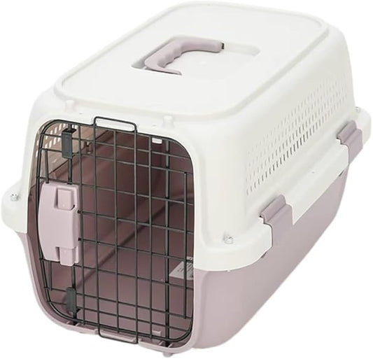 Cat and Dog Bags Pet Air Box with Skylight Pet Checked Box Outing Portable Box Cat Cage Dog Car Transport Box Air Box Pet Travel Bags(Purple,A)