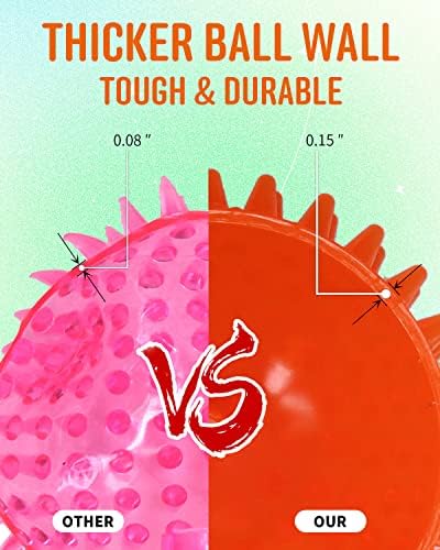 Pweituoet 3.5" Spike Dog Balls With Squeaky, Thicker and Durable, 2 Pack Chew Toys for Clean Teeth Training, Ball Toys for Aggressive Chewers, Puppy Small Medium Large Dogs - Image 4