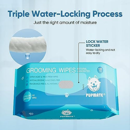 Natural Pet Grooming Wipes, 100 Fresh Counts, Extra Moist & Thick for Dogs & Cats, Puppies & Kittens - Image 3