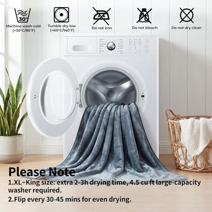 Sunheir Waterproof Blanket for King Size Bed, 108"x86" Reversible Soft Sherpa Fleece Flannel Throw, Leakproof Spill-Proof Dog Pet Blanket, Furniture & Sofa Protector, Camping, Travel, Grey - Image 5