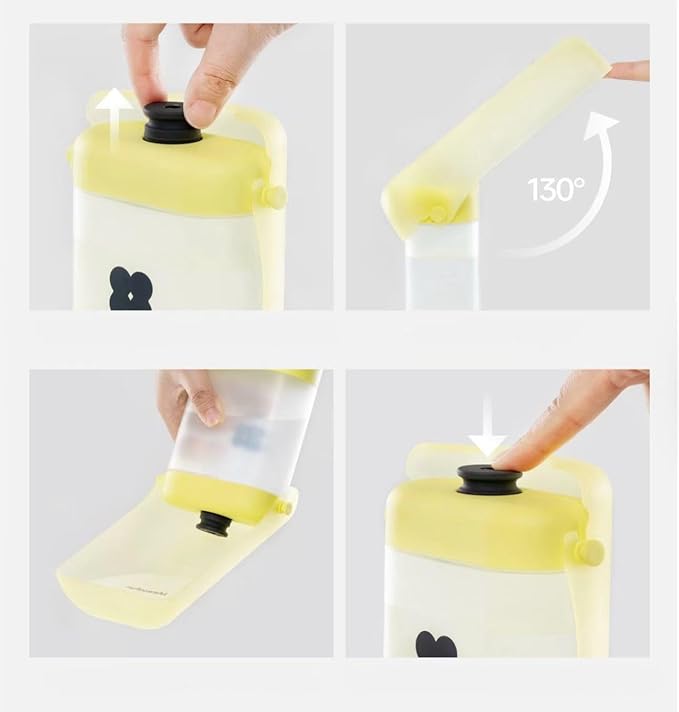 All-in-One Portable Dog Water Bottle with Treat Container, Foldable Bowl, Waste Bag Dispenser & Crossbody Strap – Leak-Proof Pet Travel Feeder for Walking, Hiking & Outdoor Adventures, Yellow