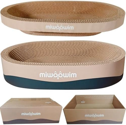 miwoowim 3-Piece Cat Scratcher Set, Oval Bowl Nest for Indoor Cats by miwooim