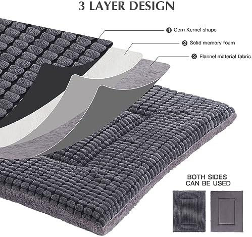 BVAGSS Reversible Dog Crate Pad, Memory Foam Pet Bed Mat, Soft Warm Machine Washable Sleeping Kennel Mattress for Small Medium Dogs XH079 (36''x23''x1.6'',Light Grey) - Image 3
