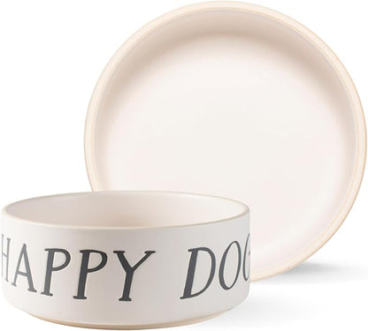 Fringe Studio "HAPPY DOG" Medium Stoneware Pet Bowl, PetShop Collection (479107)