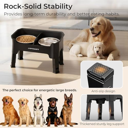 URPOWER Mess Proof Elevated Dog Bowls, Splash Guard Raised Bowl Stand - Image 7
